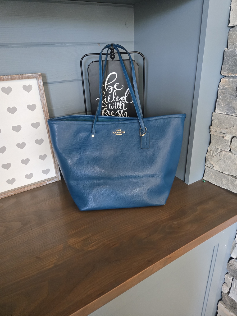Coach Blue Leather Tote Bag - Classic Women's Carryall